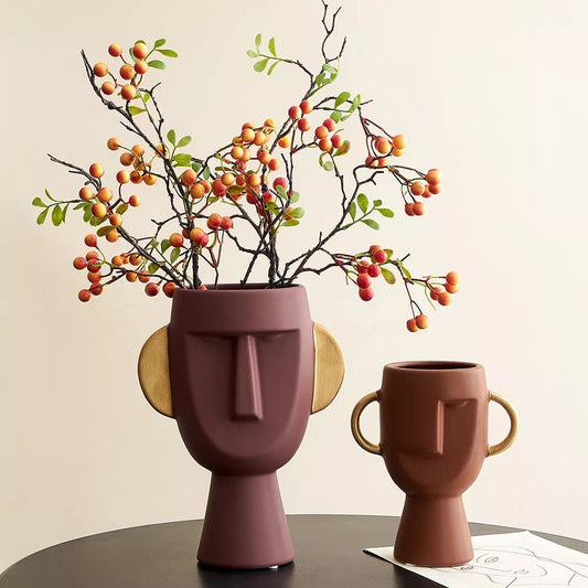 Abstract Ceramic Human Face Flower Vase Nordic Vase Home Decor Body Statue Living Room Decoration Accessories Flower Arrangement - Home Decor Gifts and More
