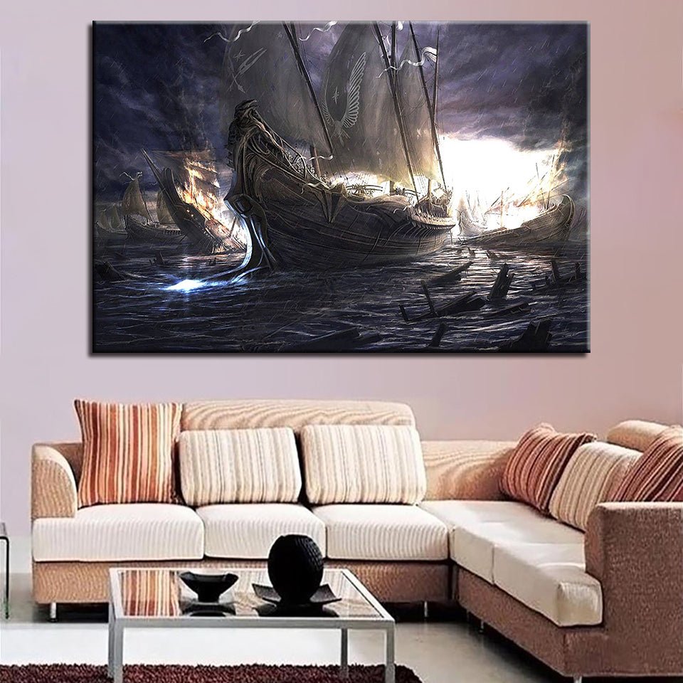 Scenic Wall Decor Nautical Ship Ocean Landscape Coastal Art - Home Decor Gifts and More