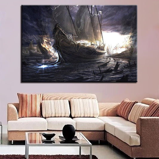 Scenic Wall Decor Nautical Ship Ocean Landscape Coastal Art - Home Decor Gifts and More