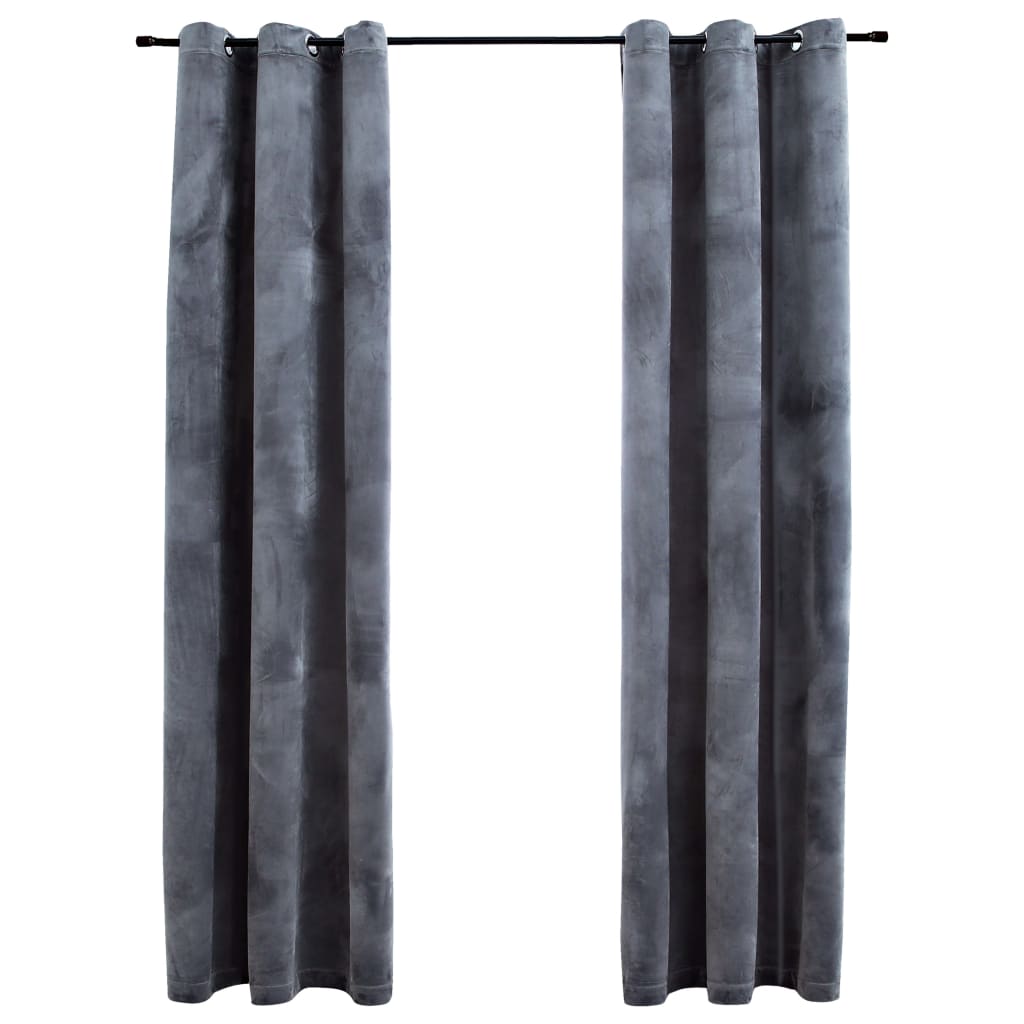 Blackout Curtains with Grommets 2 pcs Anthracite 37x63 Inches Velvet | Decor Gifts and More