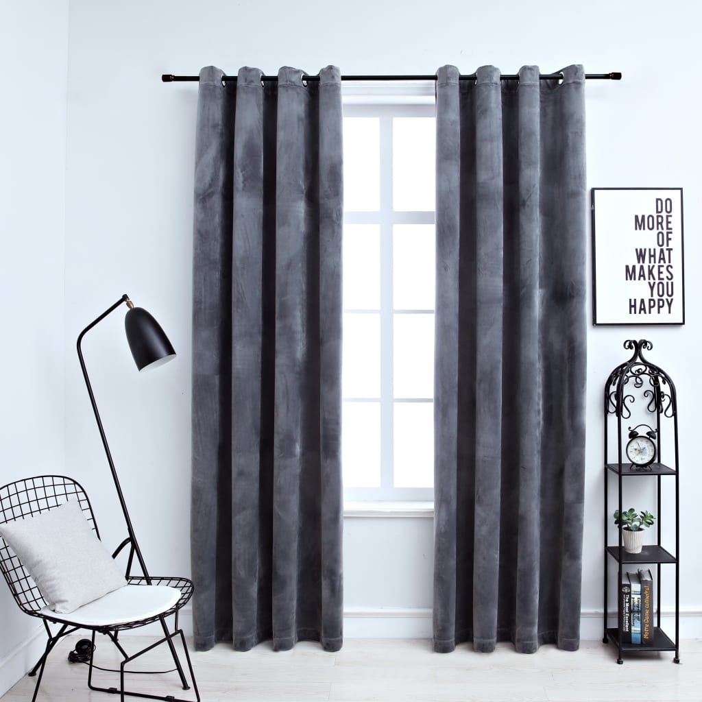 Blackout Curtains with Grommets 2 pcs Anthracite 54x84 Inches Velvet | Decor Gifts and More