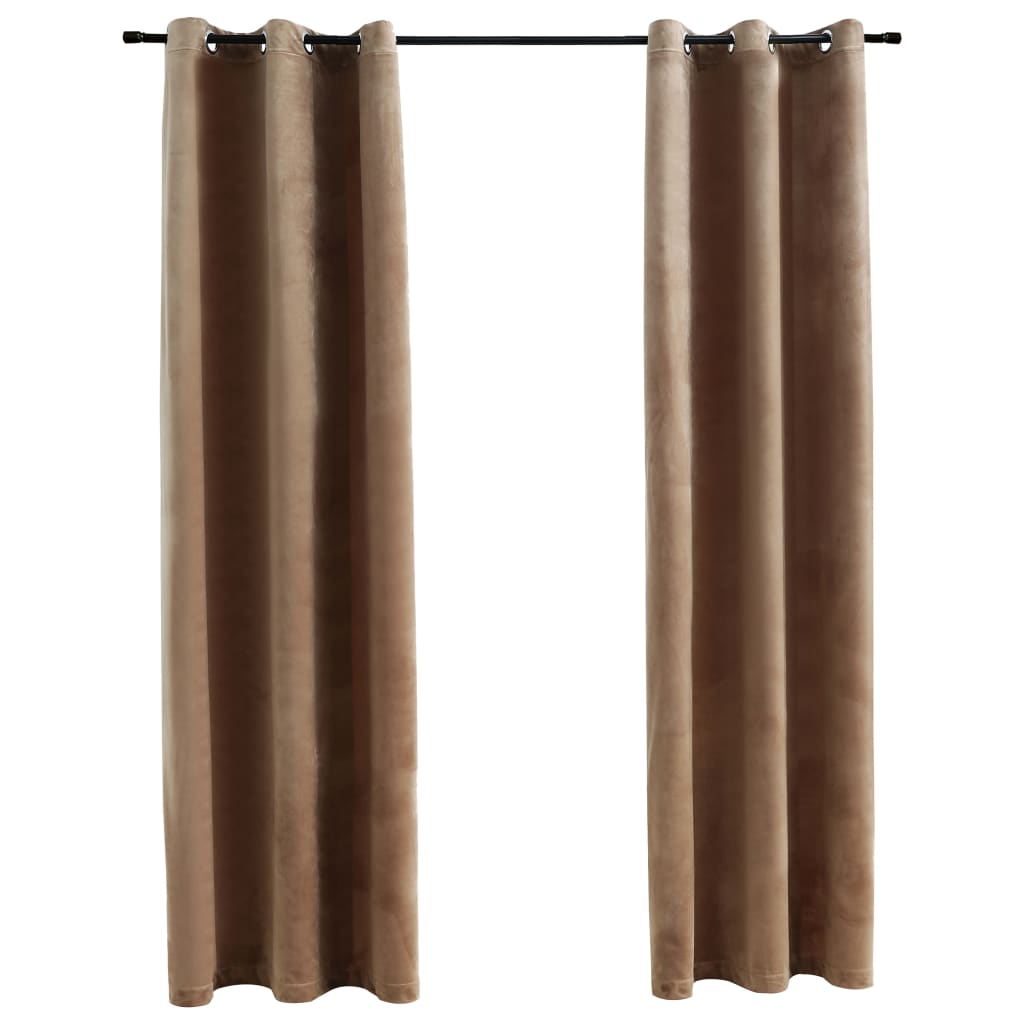 Blackout Curtains with Grommets 2 pcs Beige 37x63 Inches Velvet | Decor Gifts and More