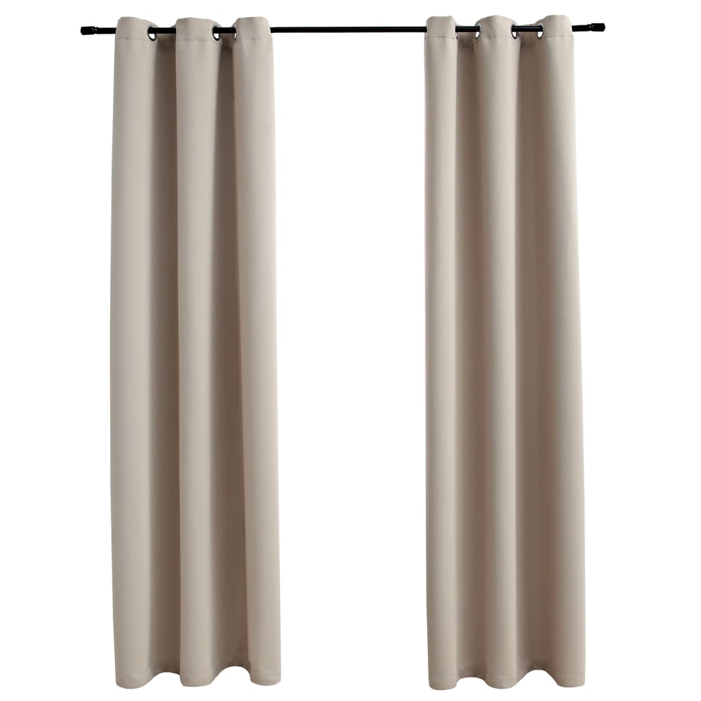 Blackout Curtains with Grommets 2 pcs Beige 37x84 Inches Fabric | Decor Gifts and More