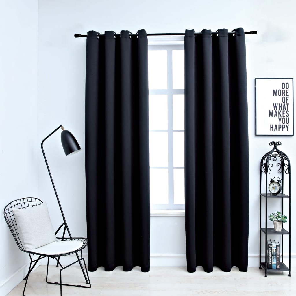 Blackout Curtains with Grommets 2 pcs Black 54x84 Inches Fabric | Decor Gifts and More