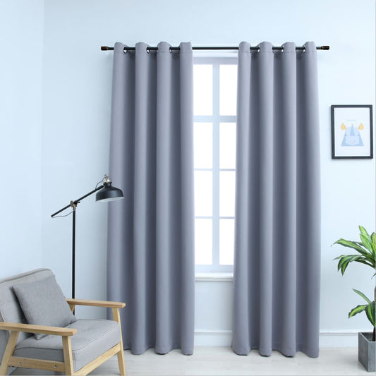 Blackout Curtains with Grommets 2 pcs Gray 54x84 Inches Fabric | Decor Gifts and More