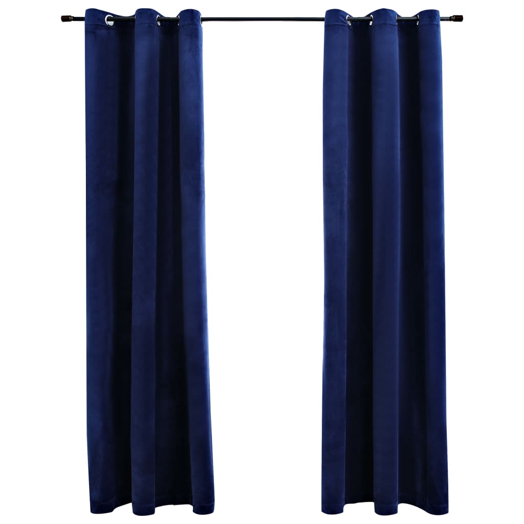 Blackout Curtains with Grommets 2 pcs Navy Blue 37x84 Inches Velvet | Decor Gifts and More