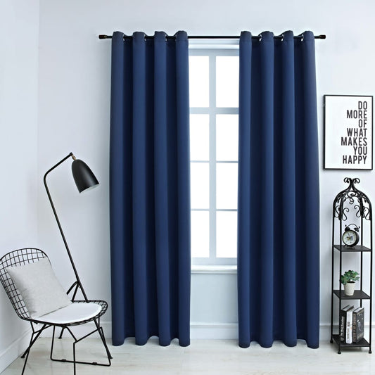 Blackout Curtains with Grommets 2 pcs Navy Blue 54x63 Inches  Fabric | Decor Gifts and More