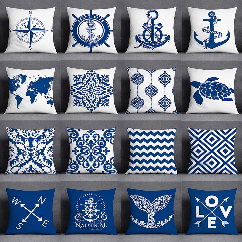 Blue Mermaid Sailor Marines Home Decor Pillowcase Square Pillowcase Home Office Decor Cushion Cover 45x45cm50x50cm | Decor Gifts and More