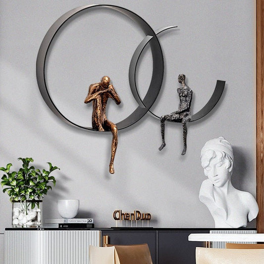 Creative Figure 3D Stereo Wall Hanging Home Decorative Modern Wrought Iron Crafts Background Decoration Ornaments Wall Decor - Home Decor Gifts and More