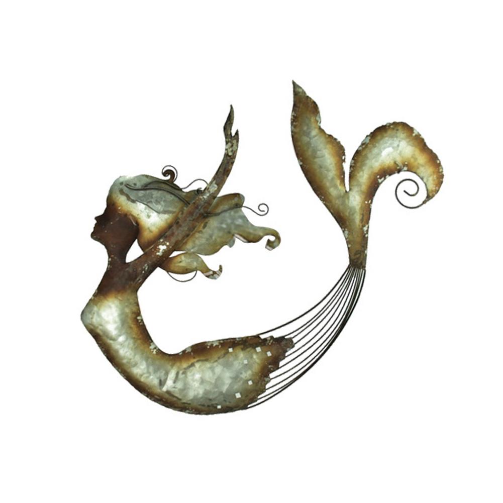 Creative Mermaid Metal Wall Art Wrought Iron Mermaid Statue Home Wall Decoration Outdoor Garden Decor - Home Decor Gifts and More