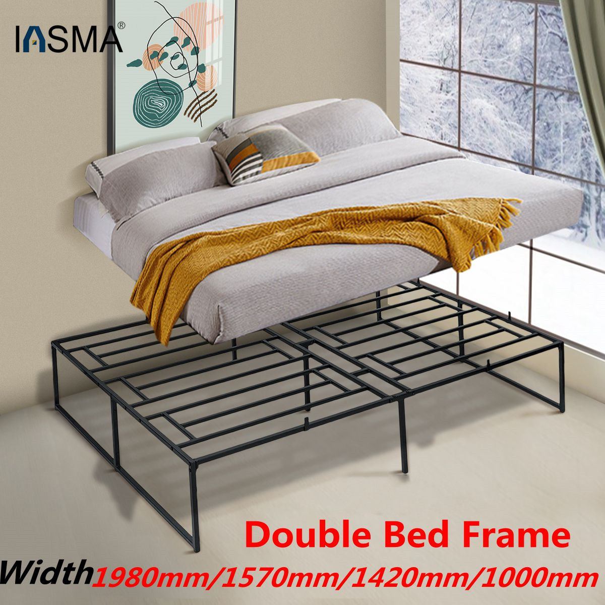 Nordic Style Headboard Double Bed Frame Solid Metal | Decor Gifts and More