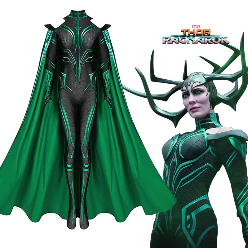 Hela Cosplay Costume Thor 3 Ragnarok Supervillain Bodysuit Cape Halloween Cosplay Costumes for Kids Aldult Women | Decor Gifts and More