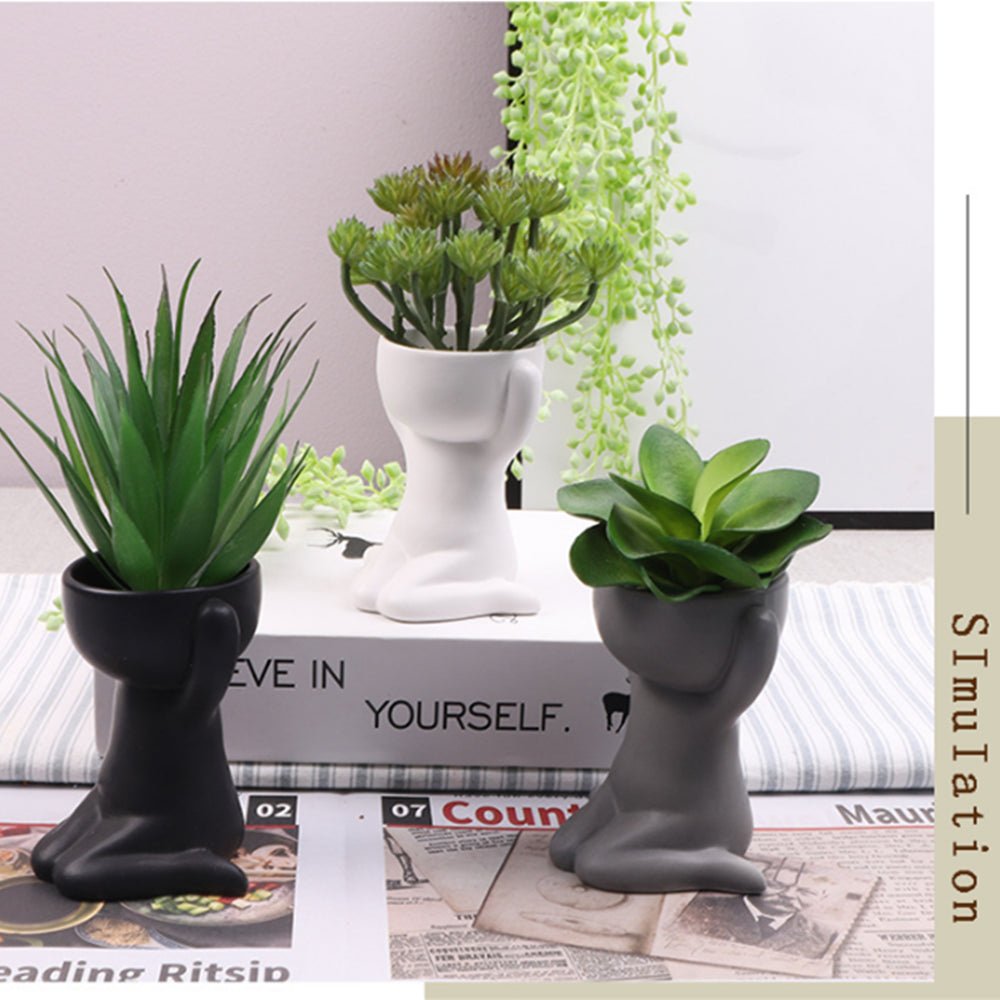 Humanoid Ceramic Flower Pot Gift Vase Portrait Vase Fleshy Flower Pot Flower Vase Home Decoration Cute Birthday Gift - Home Decor Gifts and More
