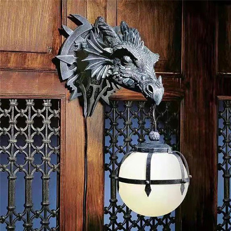 LED Dinosaur Hanging Lamp Lantern Industrial Style Resin Dragon Head Crafts Dragon Pendent Lamp Halloween Party Decoration - Home Decor Gifts and More