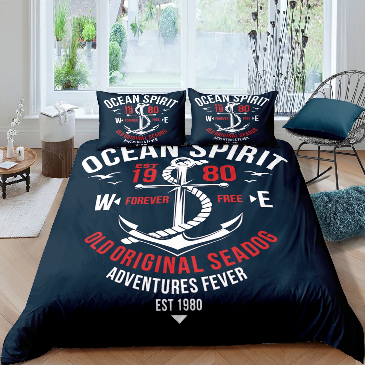 Marine Anchor Bedding Set Ocean Sea 3d Duvet Cover Sets Comforter Bed Linen Twin Queen King Single Size Blue Ship Vessel Kids | Decor Gifts and More