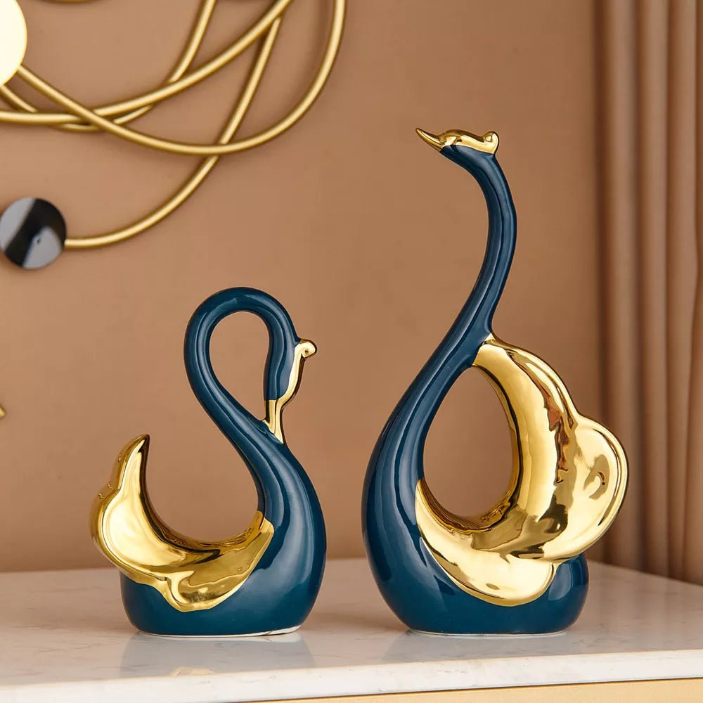 Nordic Creative Ceramic Swan Statue Home Decoration Animal Sculpture Craft Ornaments Living Room Feng Shui Decor Business Gift - Home Decor Gifts and More