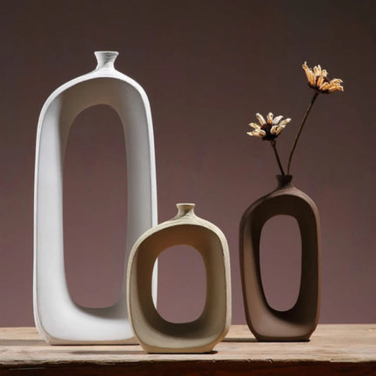 Nordic Home Decor Ceramic Hollow Vase Nordic Flower Pot Art Planter Pots Office Living Room Desktop Interior Home Decoration - Home Decor Gifts and More