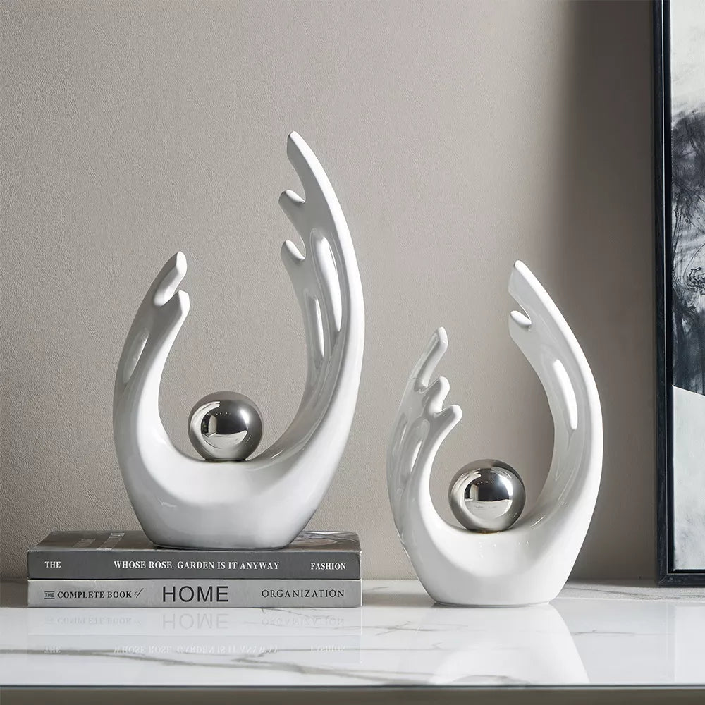 Nordic modern decorations creative black and white ceramic crafts ornaments study office desk abstract small statue home decor - Home Decor Gifts and More