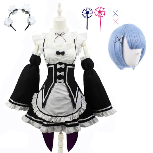 Kara Hajimeru Isekai Seikatsu Cosplay Maid Servant Deluxe Dress+Stockings+Wig | Decor Gifts and More