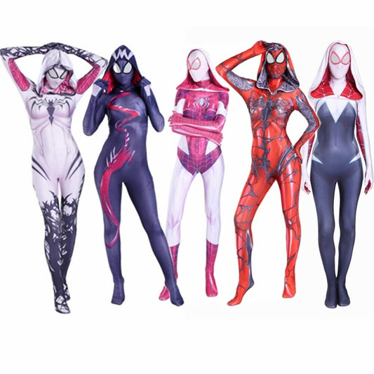 Spider Gwen Stacy Cosplay Costume Symbiote Venom Carnage Mask Hooded Female Zentai Suit Anti-Gwenom Women Girl | Decor Gifts and More