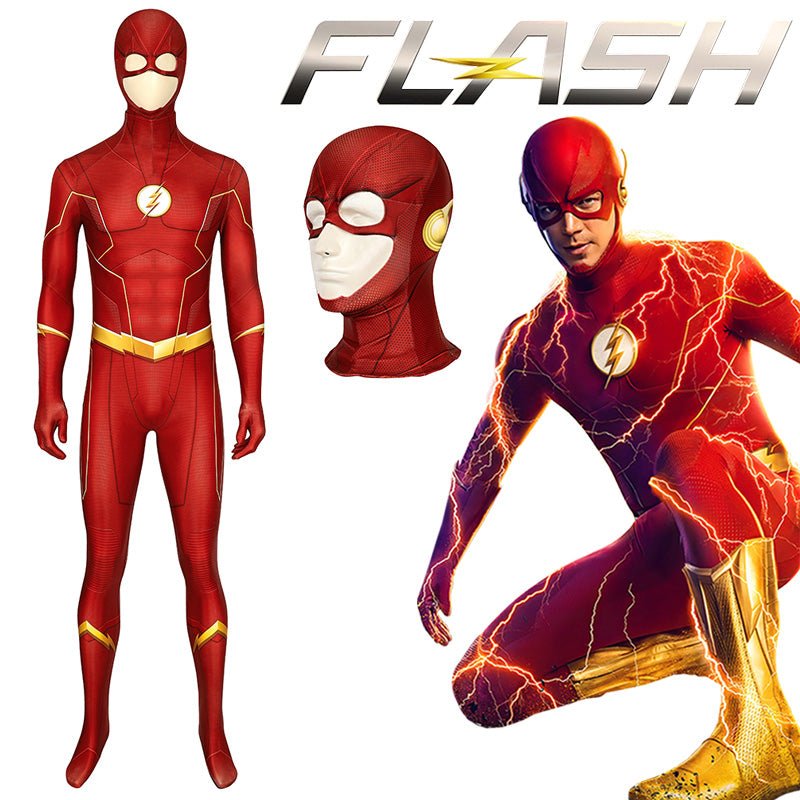 Superhero The Flash Barry Allen Cosplay Costume Bodysuit Jumpsuit Halloween Costumes for Aldult Kids Zentai Onesie Outfit | Decor Gifts and More