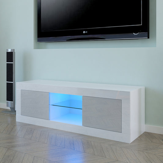 Three Colors LED Two Door TV Cabinet TV Table Furniture End Table Tea Table Coffee Table 125 x 35 x 40CM With Led Lights - Home Decor Gifts and More