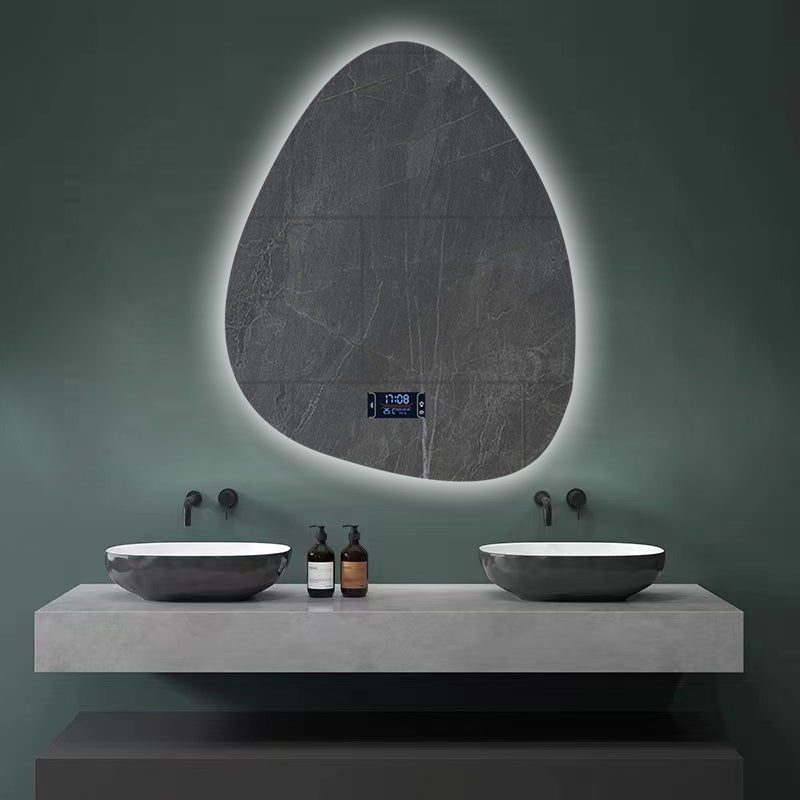 Upright Irregular Bathroom Mirror Smart 3 Color Adjustable LED Multifunction LIght With Bluetooth Speaker For Hotel Cloakroom - Home Decor Gifts and More