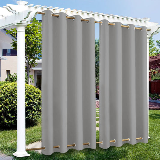 Windproof Outdoor Curtains With On Under Eyelets Wheat,Waterproof Blackout Curtains For Patio Cabana Porch Gazebo Pergola Garden | Decor Gifts and More