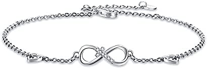 925 Sterling Silver Cubic Zirconia Infinity Cross Heart Bracelet For Women Girls Gifts | Decor Gifts and More