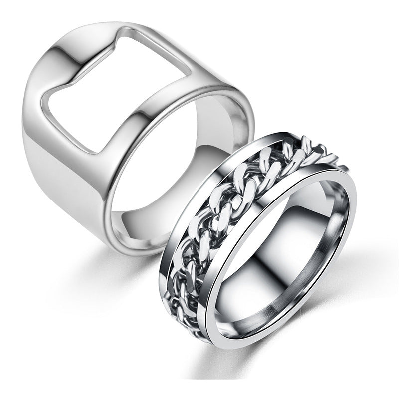 Bottle Opener Ring Stainless Steel Men's Chain Ring | Decor Gifts and More