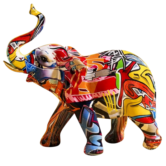 Bright Multi-Colored  Elephantl Statue - Home Decor Gifts and More