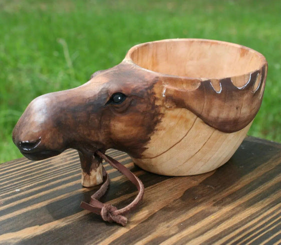 Hand Carved Cup Scandinavian Kuksa Wooden Mug Camping Gear Coffee Cup Kuksa Guksi Kuksa Wild Boar Cups Christmas | Decor Gifts and More