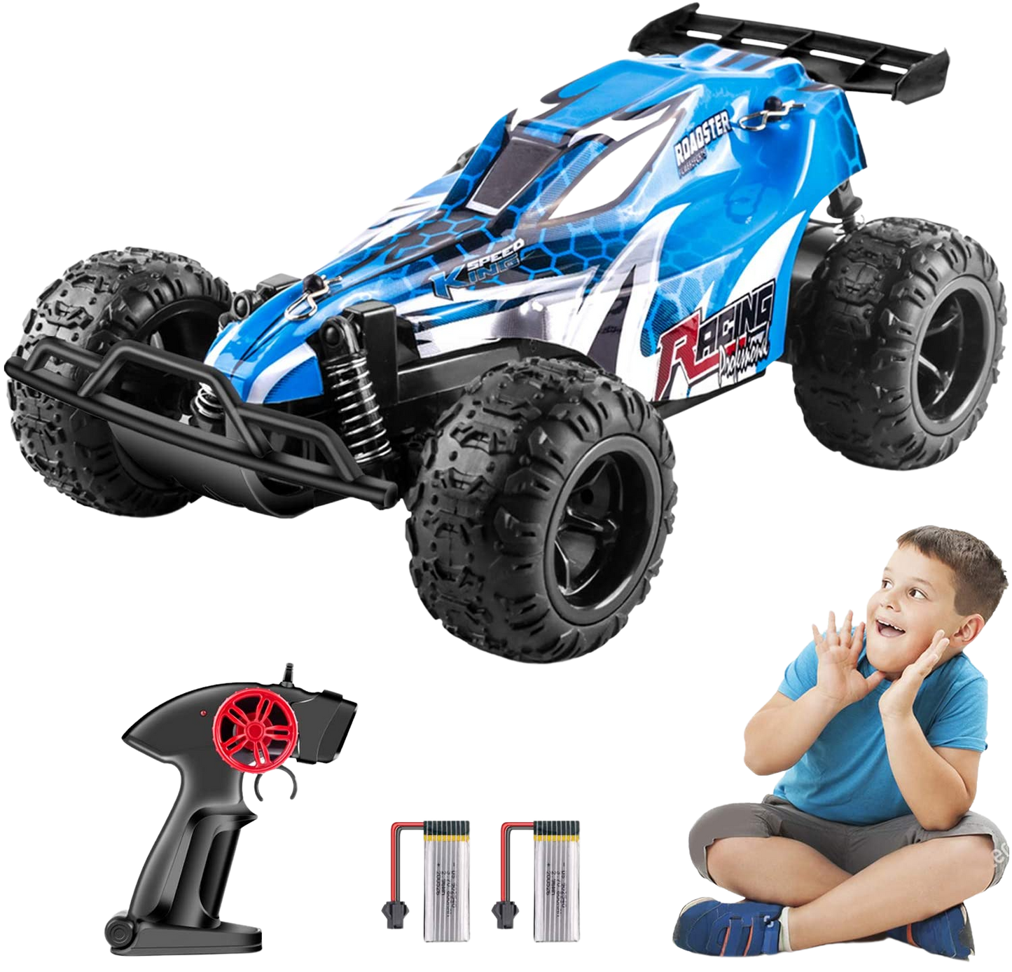 Remote Control Car for Boy Girl, 2.4GHz RC Cars for Kid with 2 Batteries, 1:22 Scale Racing Car Vehicle Toy Gift for Kids 4-12 Years Old Blue | Decor Gifts and More