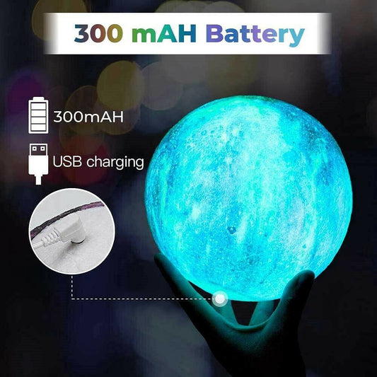 3D Printing Galaxy Lamp Moonlight USB LED Night Lunar Light Touch Color Changing Moon Lamp | Decor Gifts and More