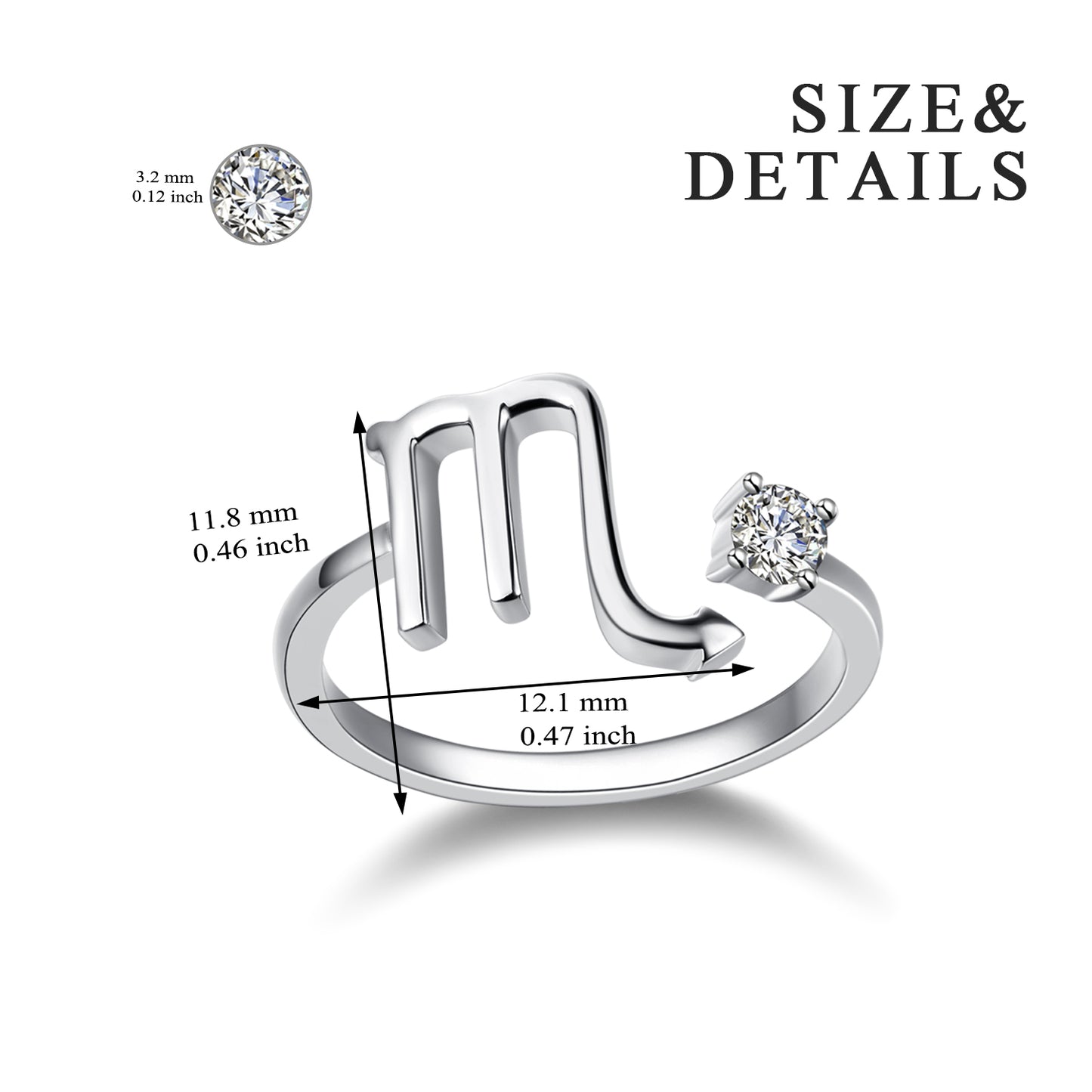 925 Sterling Silver Zodiac Sign 12 Constellation Astrology Adjustable Cute Ring (Leo) | Decor Gifts and More