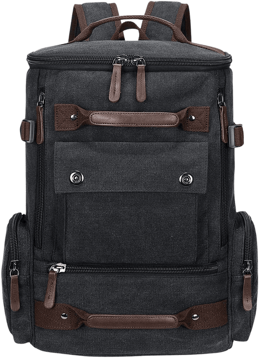 School Backpack Vintage Canvas Laptop Backpacks Men Women Rucksack Bookbags (Black-8688) - Home Decor Gifts and More