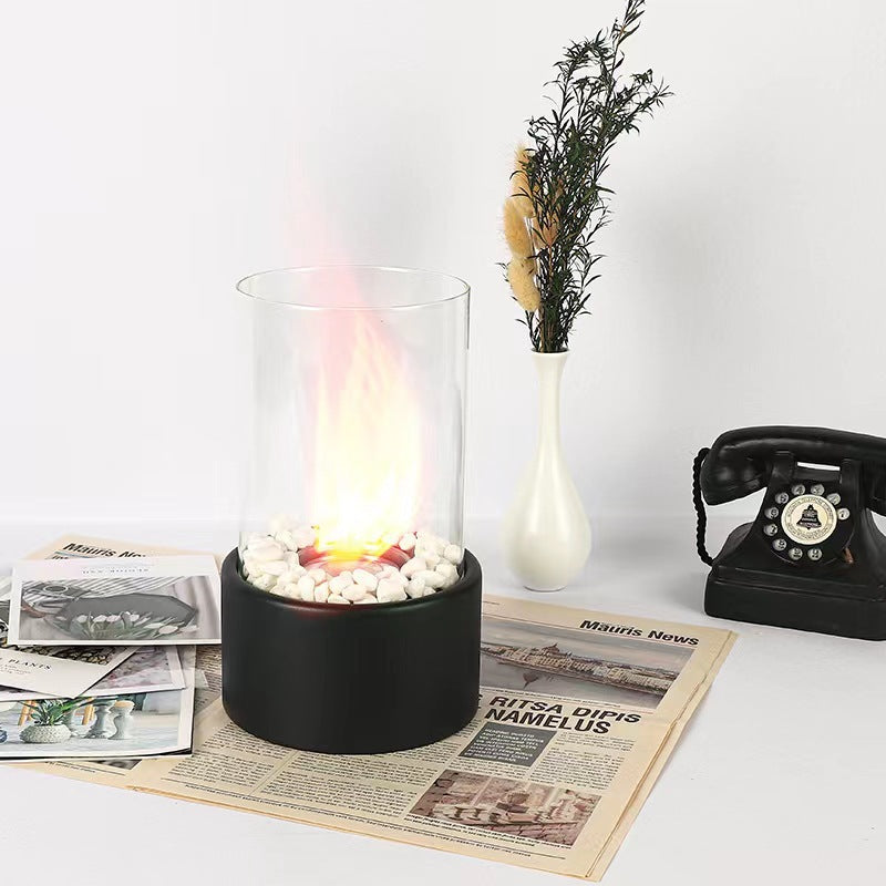 Portable Glass Decorative Alcohol Fireplace Table Lamp | Decor Gifts and More