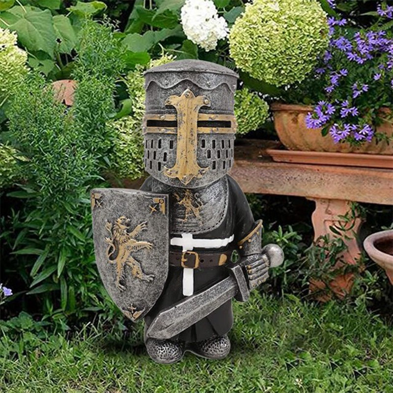 Knight Gnomes Guard Garden Statues Resin Knight Dwarf Warrior Gnome Figurines Funny Cavalier Paladin Sculptures For Lawn Decor | Decor Gifts and More