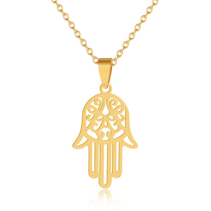 Fashion Creative Stainless Steel Hamsa Palm Pendant Necklace | Decor Gifts and More