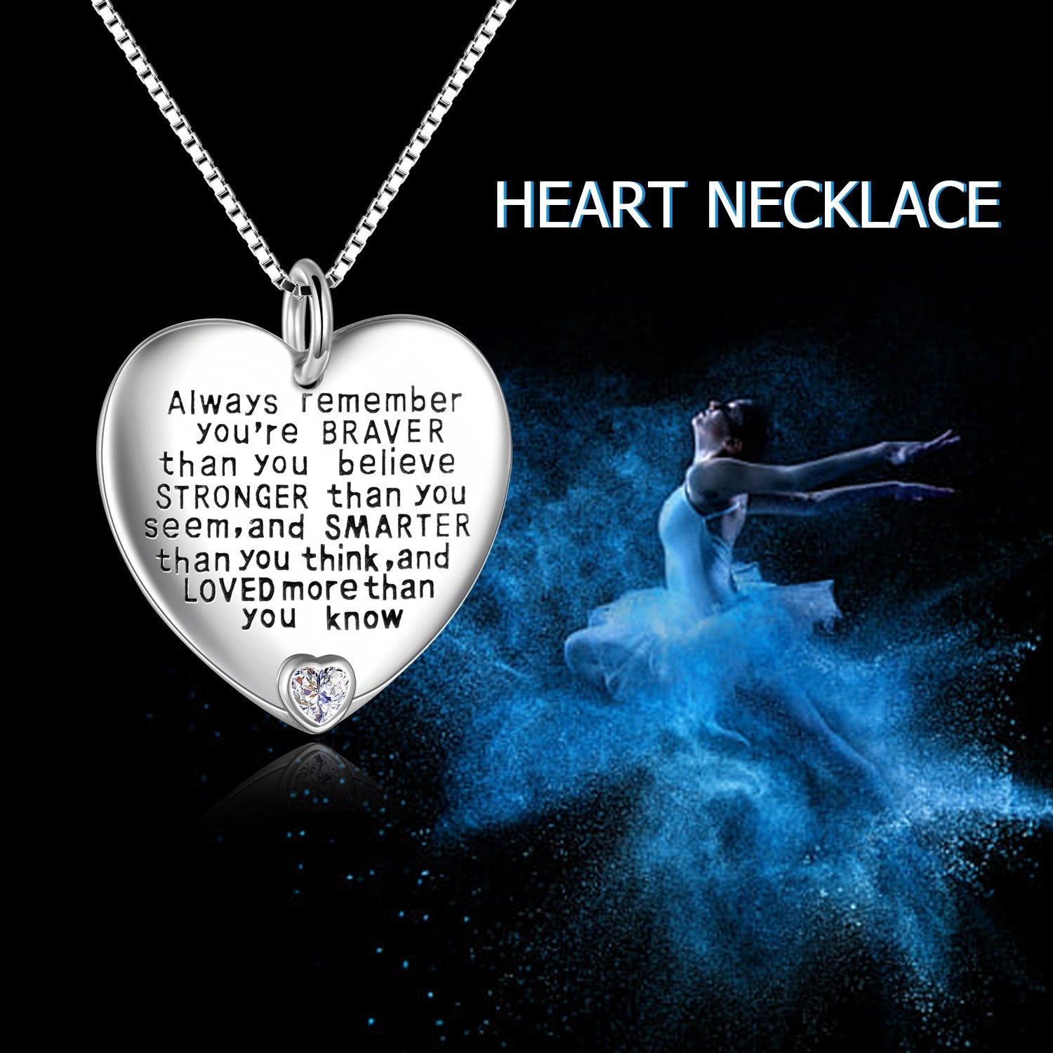 Sterling Silver Heart Pendant Necklace with Zircon Inspirational Gifts | Decor Gifts and More