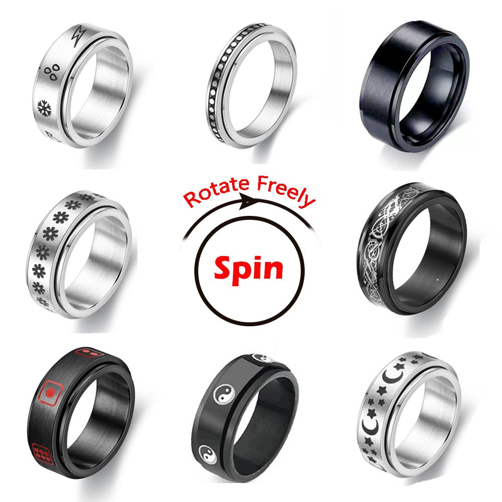 Titanium Steel Rotating Ring Stainless Steel Men's Double Rotating Ring | Decor Gifts and More