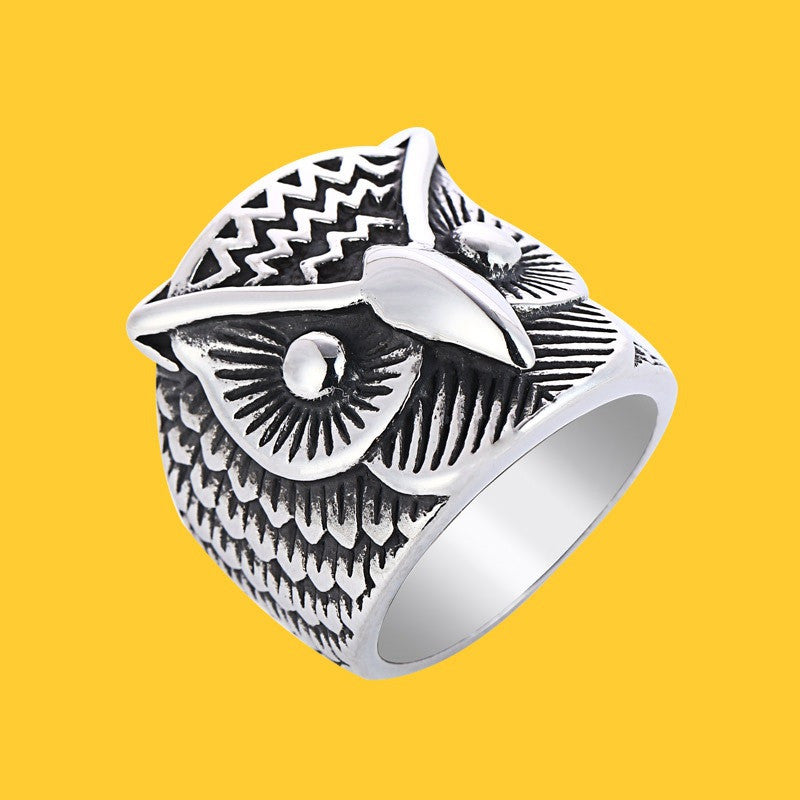 Animal Collection Stainless Owl Titanium Steel Ring | Decor Gifts and More