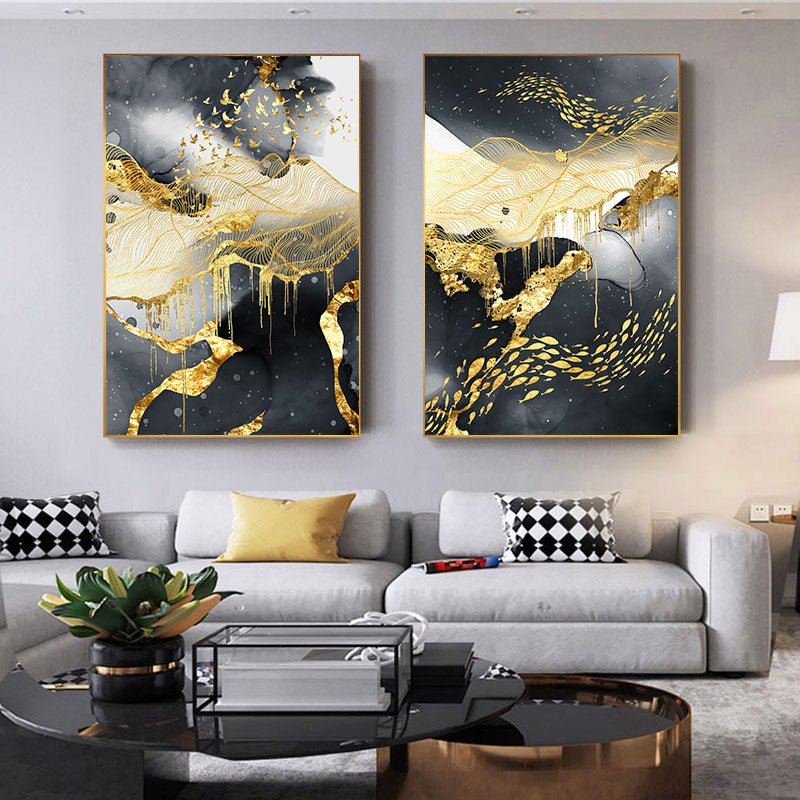 Golden Black And White Wall Art Posters And | Decor Gifts and More