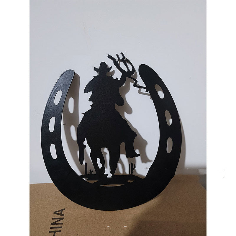 Ironwork Silhouette Hollow Garden Horseshoe Pendant