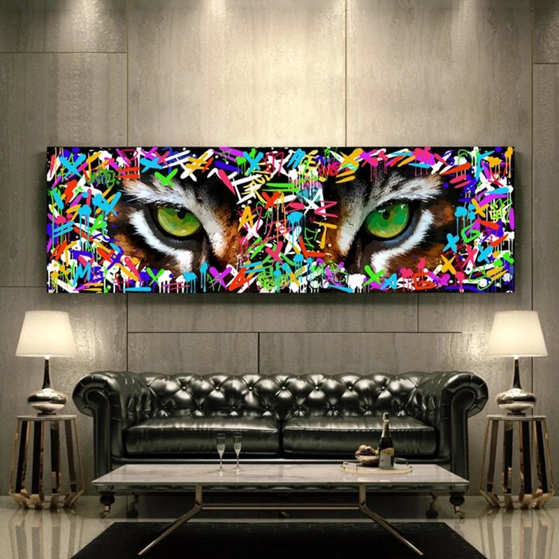 Modern Graffiti Art Tiger Ferocious Green Eyes | Decor Gifts and More