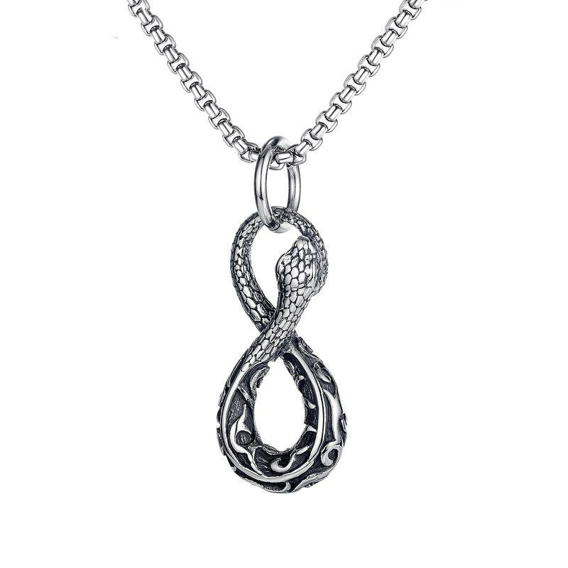 Punk Style Figure Eight Python Pendant Personality Street Men's Titanium Steel Necklace | Decor Gifts and More