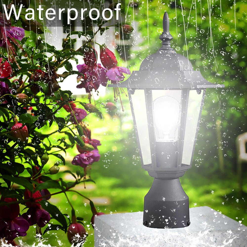 Post Pole Light Outdoor Garden Patio Driveway Yard Lantern Lamp Fixture Black | Decor Gifts and More