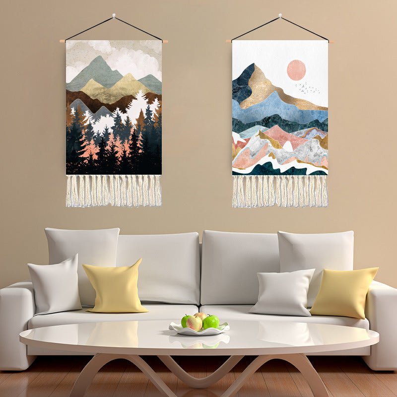 Home Decoration Tassel Hanging Painting Landscape Art Tapestry | Decor Gifts and More