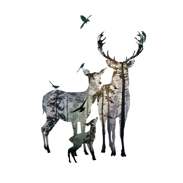 Creative Wall Stickers Elk Family Modern Nordic Style Living Room TV Decoration Wall Stickers | Decor Gifts and More