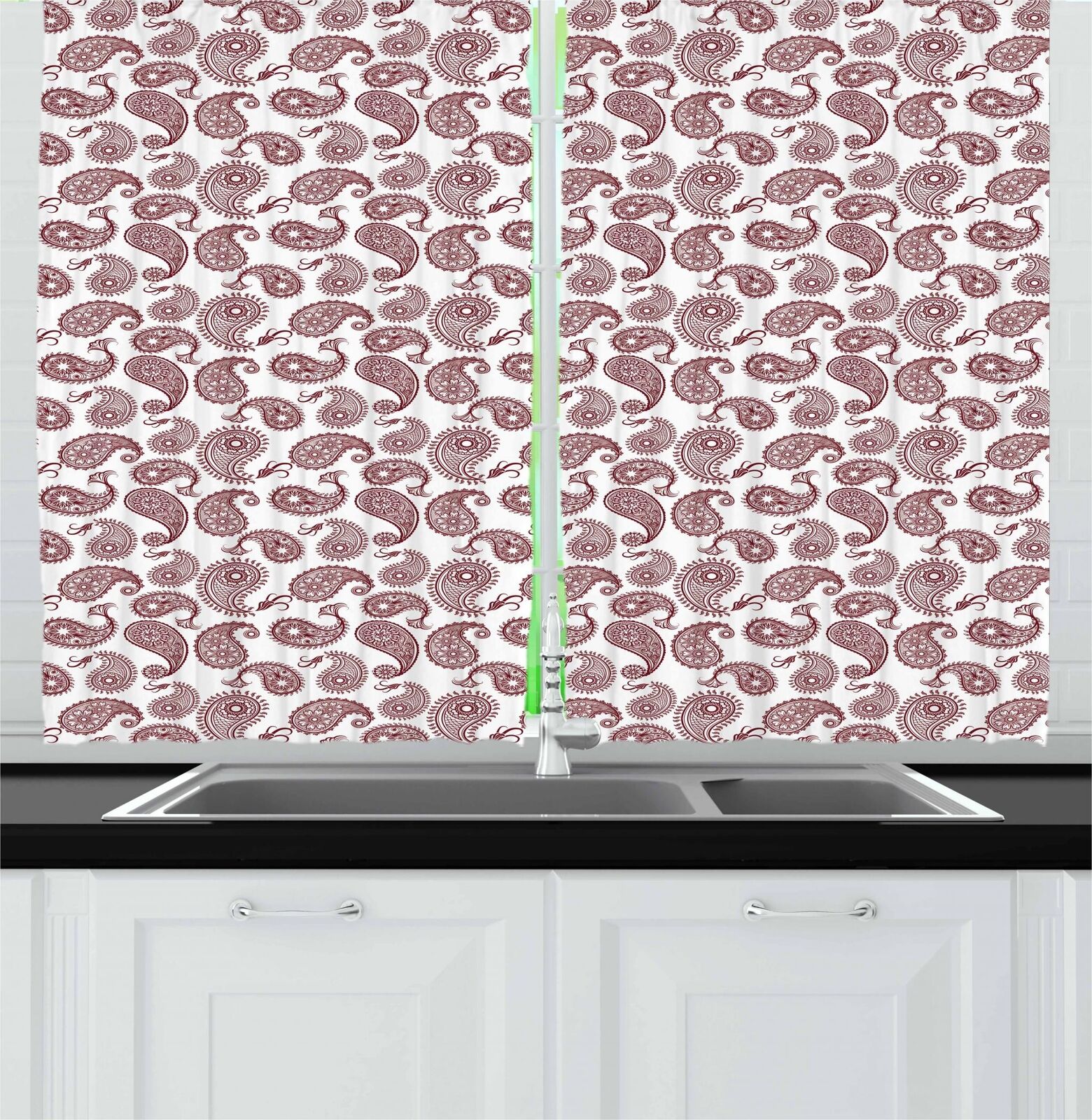 Paisley Kitchen Curtains 2 Panel Set Window Drapes 55" X 39" | Decor Gifts and More